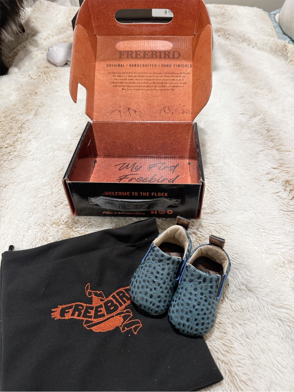 RARE FREEBIRD Baby Kicks Turquoise Croco Leather Shoes 0-3M NIB